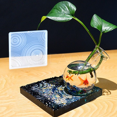 DIY Square Ripple Effect Display Base Silicone Molds DIY-C055-02-1