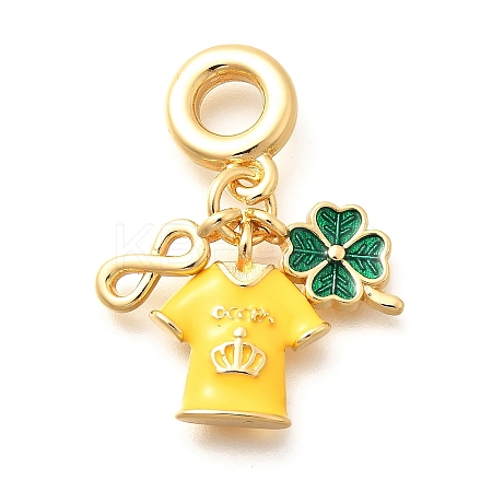 Brass Enamel Sport European Dangle Charms KK-U048-03G-01-1