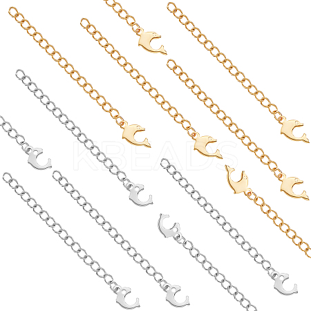 20Pcs 2 Colors 304 Stainless Steel Chain Extender STAS-UN0030-40-1