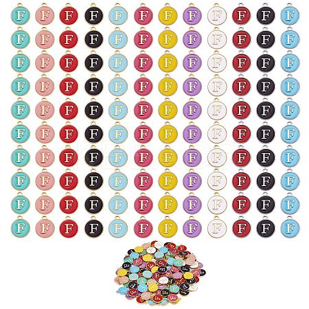120Pcs 12 Colors Golden Plated Alloy Charms ENAM-SZ0001-64F-1