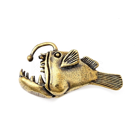 Brass Anglerfish Miniature Figurines Statues KK-S335-01AB-B-1