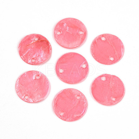 Dyed Natural Capiz Shell Disc Links Connector Charms SSHEL-WH0006-01A-2-1
