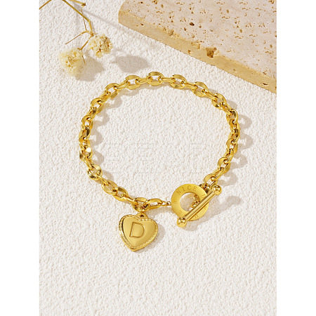 304 Stainless Steel Heart with Letter Charm Bracelets WG6E905-06-1