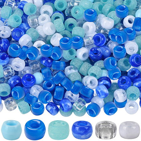 600Pcs 6 Colors Opaque & Tansparent Acrylic European Beads MACR-SC0002-02A-1