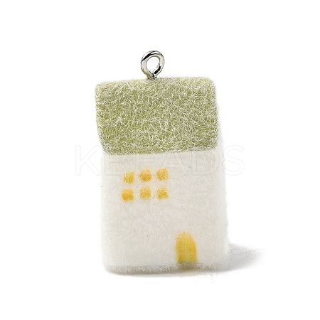 Flocky Opaque Resin Pendants RESI-F062-02F-1