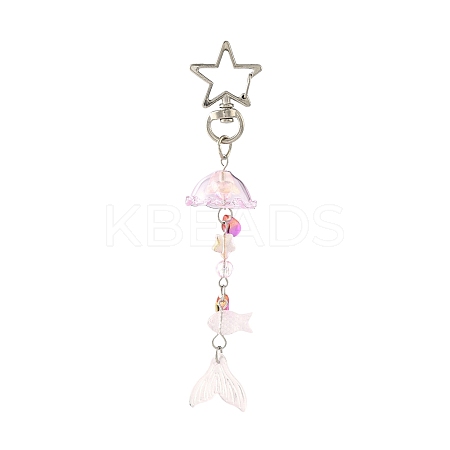 Flower Glass & Acrylic & Alloy Pendant Decorations KEYC-FS00033-03-1