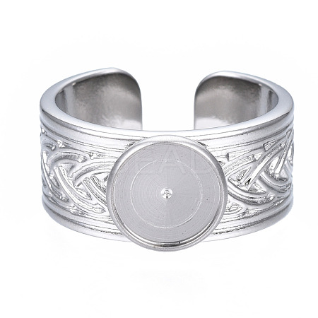 Non-Tarnish 304 Stainless Steel Open Cuff Finger Ring Cabochon Settings STAS-T060-05P-1