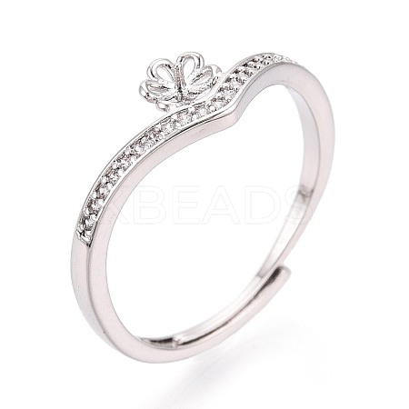 Flower Brass Micro Pave Cubic Zirconia Cup Peg Ring Settings KK-N274-30P-1