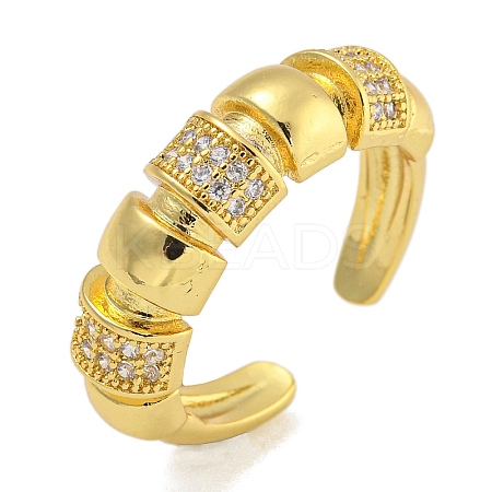 Rack Plating Brass Micro Pave Cubic Zirconia Cuff Rings for Women RJEW-I107-05G-1