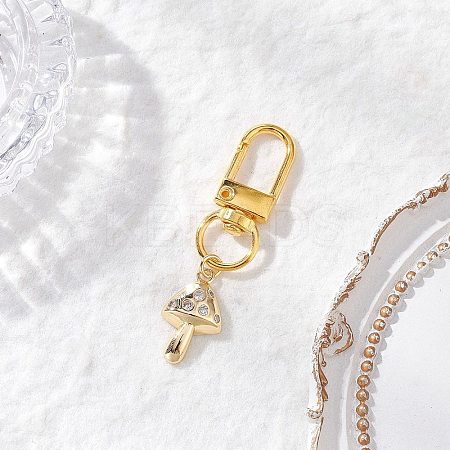 Mushroom Brass Micro Pave Cubic Zirconia Pendant Decorations HJEW-JM03953-1