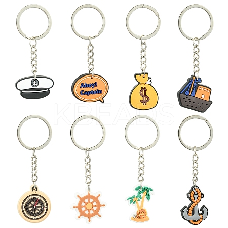 8Pcs 8 Styles Cartoon PVC Pendant Keychain KEYC-FS0001-07-1