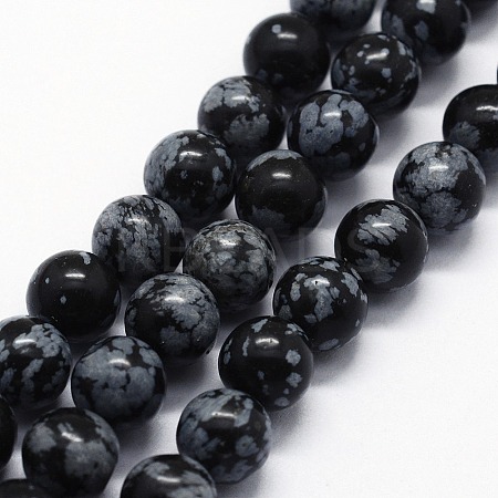Natural Snowflake Obsidian Beads Strands G-I199-36-10mm-1