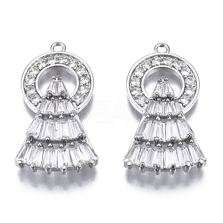Brass Micro Pave Clear Cubic Zirconia Pendants ZIRC-S069-036P-1