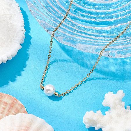Shell Pearl Pendant Necklaces NJEW-JN05134-02-1