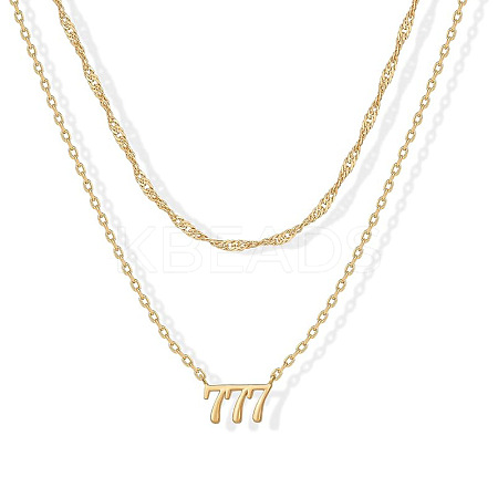 304 Stainless Steel Figure Pendant Double Layer Necklaces for Women FS-WGF1C2D-07-1