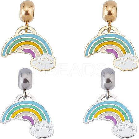 4Pcs 2 Colors 304 Stainless Steel European Dangle Charms STAS-UN0034-28-1