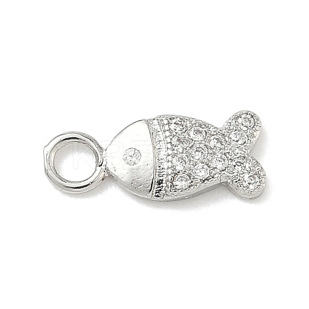 Brass Micro Pave Clear Cubic Zirconia Charms KK-H528-04A-P-1