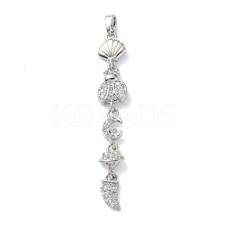 Brass Micro Pave Clear Cubic Zirconia Pendants KK-D101-01A-P-1