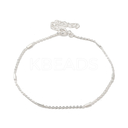 Faceted Column 925 Sterling Silver Cable Chain Bracelets for Women BJEW-E101-01S-08-1