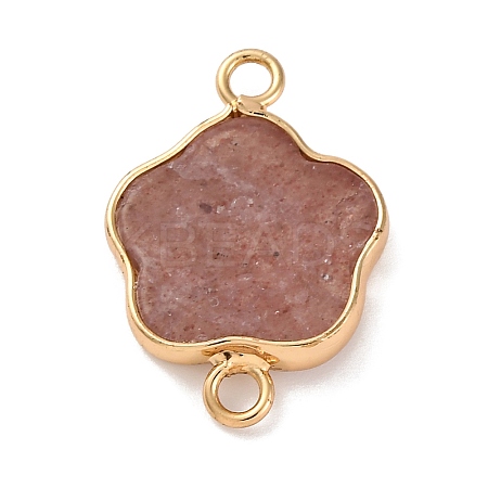 Natural Strawberry Quartz Flower Connector Charms KK-U042-17G-01-1