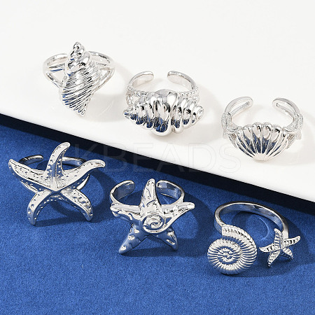 Brass Cuff Rings for Women RJEW-H256-20-P-1