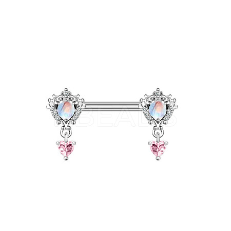 316L Surgical Stainless Steel Pave Cubic Zirconia Nipple Rings WG68FB4-02-1