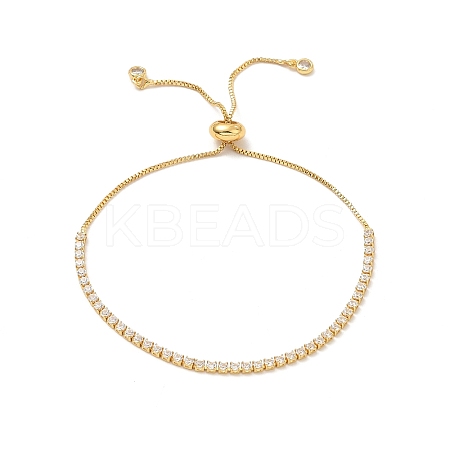 Adjustable Rack Plating Brass Cubic Zirconia Chain Bracelets X-BJEW-A132-01G-1