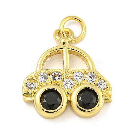 Car Rack Plating Brass Micro Pave Cubic Zirconia Pendants KK-Z053-10G-1