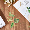 4Pcs 4 Styles Brass Leaf Pendant Bookmarks with Chain AJEW-CP0006-79-3