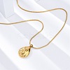 304 Stainless Steel Teardrop Pendant Snake Chain Necklaces NJEW-U026-09G-2
