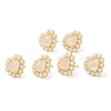 Ion Plating(IP) Natural Rose Quartz Heart Stud Earrings with Plastic Pearl Beaded EJEW-E599-02G-03-2