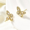 Brass Clear Cubic Zirconia Butterfly Stud Earrings EJEW-L261-029B-G-3