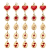 10Pcs 5 Style Real 18K Gold Plated Brass with Jump Rings Enamel Charms KK-LS0001-36-2