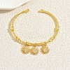 Vintage Brass Micro Pave Clear Cubic Zirconia Charm Bangles FZ9107-2