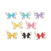 8Pcs Two Tone Glass Seed Beaded Bowknot Pendants PALLOY-CJ00137-1
