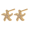Brass Micro Pave Cubic Zirconia Stud Earrings for Women EJEW-F418-20G-4