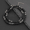 Natural Black Onyx(Dyed & Heated) Round and Lava Rock Column Beaded Necklaces for Men LS-AD4538-1-1