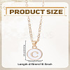 1Pc Zinc Alloy White Enamel Round with Letter Pendant Necklaces NJEW-LP0002-88G-C-2