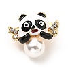 Panda with Wings Enamel Pin with ABS Pearl Beaded JEWB-I019-18G-1