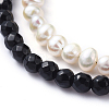 Natural Gemstone & Freshwater Pearl Beaded Bracelet Sets BJEW-JB05145-3