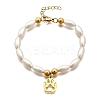304 Stainless Steel Paw Print Charm Bracelets for Women BJEW-C098-12G-4