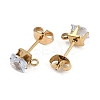 Ion Plating(IP) 304 Stainless Steel Cubic Zirconia Stud Earring Findings STAS-P373-06B-04-2