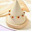 6MM Round Natural Carnelian & Dyed Quartz & Synthetic Citrine Beaded Stretch Friendship Bracelets BJEW-JB14382-2