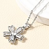 Flower Brass Micro Pave Cubic Zirconia Stud Earrings & Pendant Necklaces Sets SJEW-Z002-02P-2