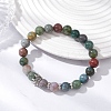 Natural Indian Agate Beaded Stretch Bracelets for Women Men BJEW-JB12690-2