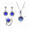 Flat Round Brass Micro Pave Cubic Zirconia Stud Dangle Earrings & Pendant Necklaces & Rings FS-WG5AAF4-04-3