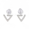 Anti-Tarnish Triangle Rhodium Plated 999 Fine Silver Stud Earrings for Women LS-EJEW-S215-22P-2