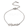 Non-Tarnish Mother's Day 304 Stainless Steel Ma Ma Link Chains Bracelets for Women BJEW-Q335-01A-P-1