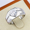 304 Stainless Steel Pave Clear Cubic Zirconia Finger Rings for Men FS-WG96A01-06-1