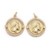 Brass Micro Pave Clear Cubic Zirconia Pendants ZIRC-Z011-12G-1